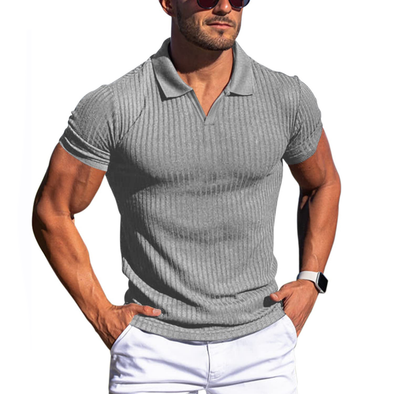 Männers polo-shirt mit ripp-optik – zeitgemässe freizeitmode für männer