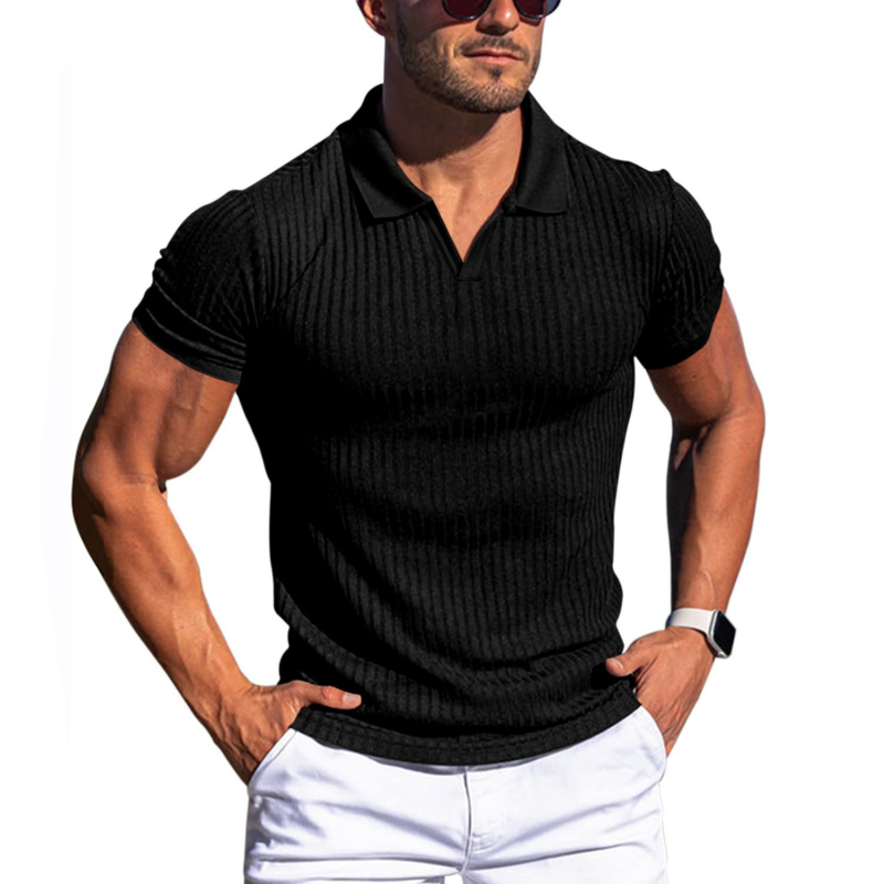 Männers polo-shirt mit ripp-optik – zeitgemässe freizeitmode für männer