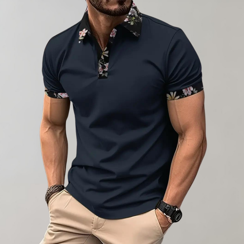 Männer Polo-Shirt mit Blumenkragen - Lässiger Alltagsstil