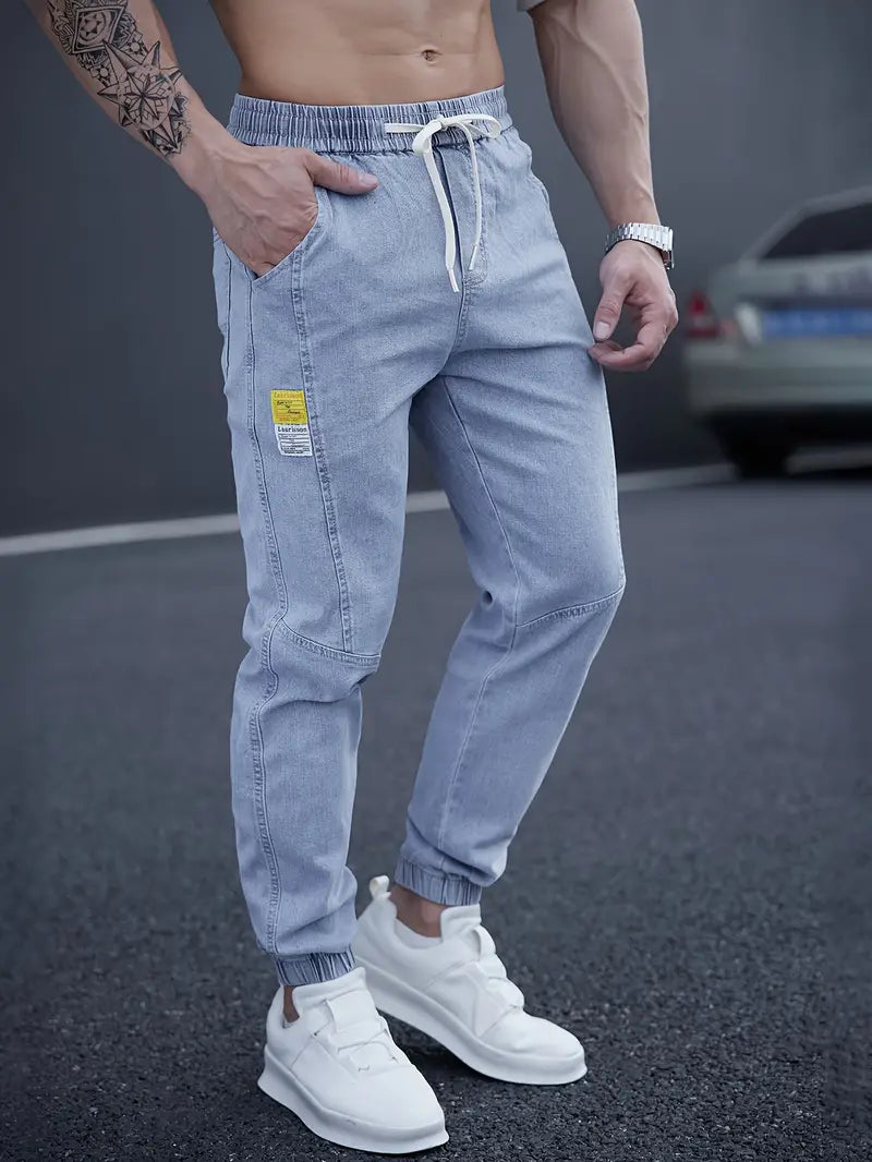 Männer Denim Jogger – Mit Zugband & Lockerem Fit