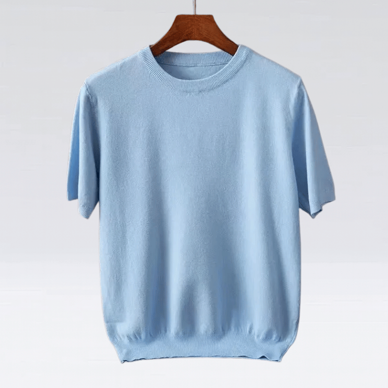 Männers cashmere-feel T-Shirt – Edler Strick in Camel