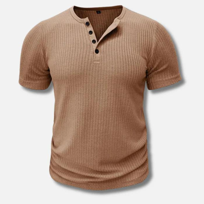 Muscle fit henley t-shirt - ripp-shirt mit kurzen ärmeln für männer