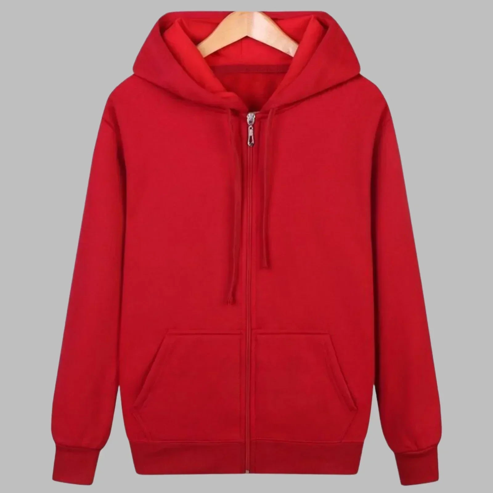 Männer Zip-Hoodie – Rot & Perfekt für jede Jahreszeit
