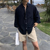 Leinenmischung oversize hemd - elegantes herren casual hemd