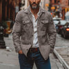 Männer vintage leder jacke mit revers - vielseitige arbeitsjacke mit mehreren taschen für freizeit und büro