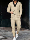 2-teiliger herren trainingsanzug im smart casual look – modernes zip-kragen oberteil und hosenensemble