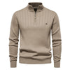 Männer pullover mit stylischer rippstruktur und halb-reissverschluss - warmer winterlook für freizeit und büro