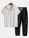 2-teilige herren freizeithemde und hose - gestreiftes, leichtes sommeroutfit für ausflüge
