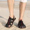 Männliche outdoor-leder-sandalen – atmungsaktive sommerschuhe für strand, wandern und freizeitaktivitäten
