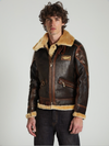 Männliche braune leder-fliegerjacke aus echtem schafsleder für den alltag - zeitloser flugmantel für alle gelegenheiten