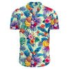Männliche, lässige blumen-hemd mit kurzen ärmeln – sommerliches outfit in grün-rotem muster