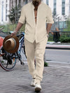 2-teilige lässige männeroutfit mit stylischem hemd und hosen - alltagsmode für wochenendaktivitäten