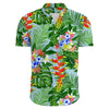 Männliche, lässige blumen-hemd mit kurzen ärmeln – sommerliches outfit in grün-rotem muster