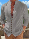 Männer vintage-stil hemd - leinen-mix button-up für freizeit oder büro