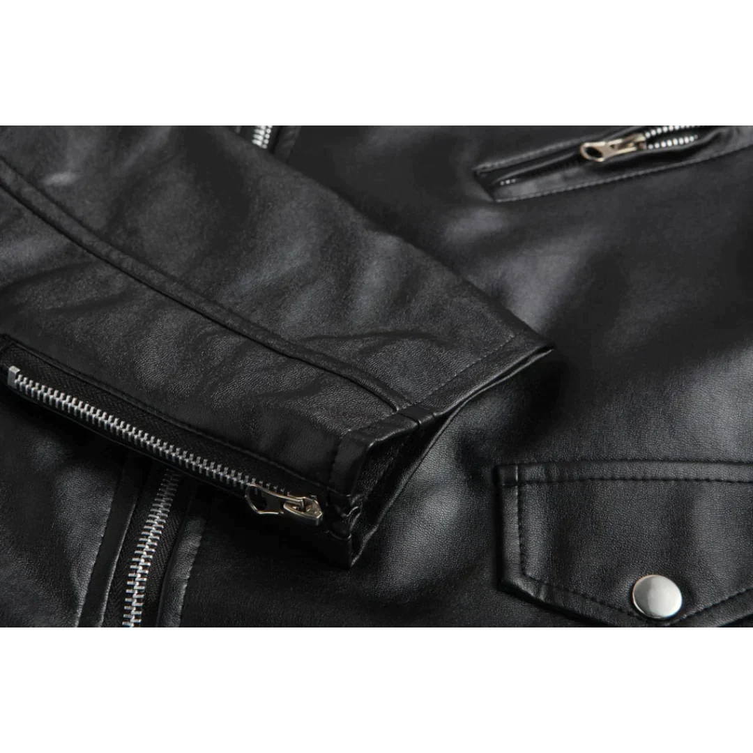 Männer PU‑Leder Bikerjacke - Stylische Lässige Freizeitmode