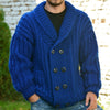 Männers knopfleiste strickjacke in blau - grobstrick pullover