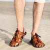 Männliche outdoor-leder-sandalen – atmungsaktive sommerschuhe für strand, wandern und freizeitaktivitäten