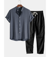 2-teilige leinen sommerkombination – stilvolles herren casual-shirt und hose