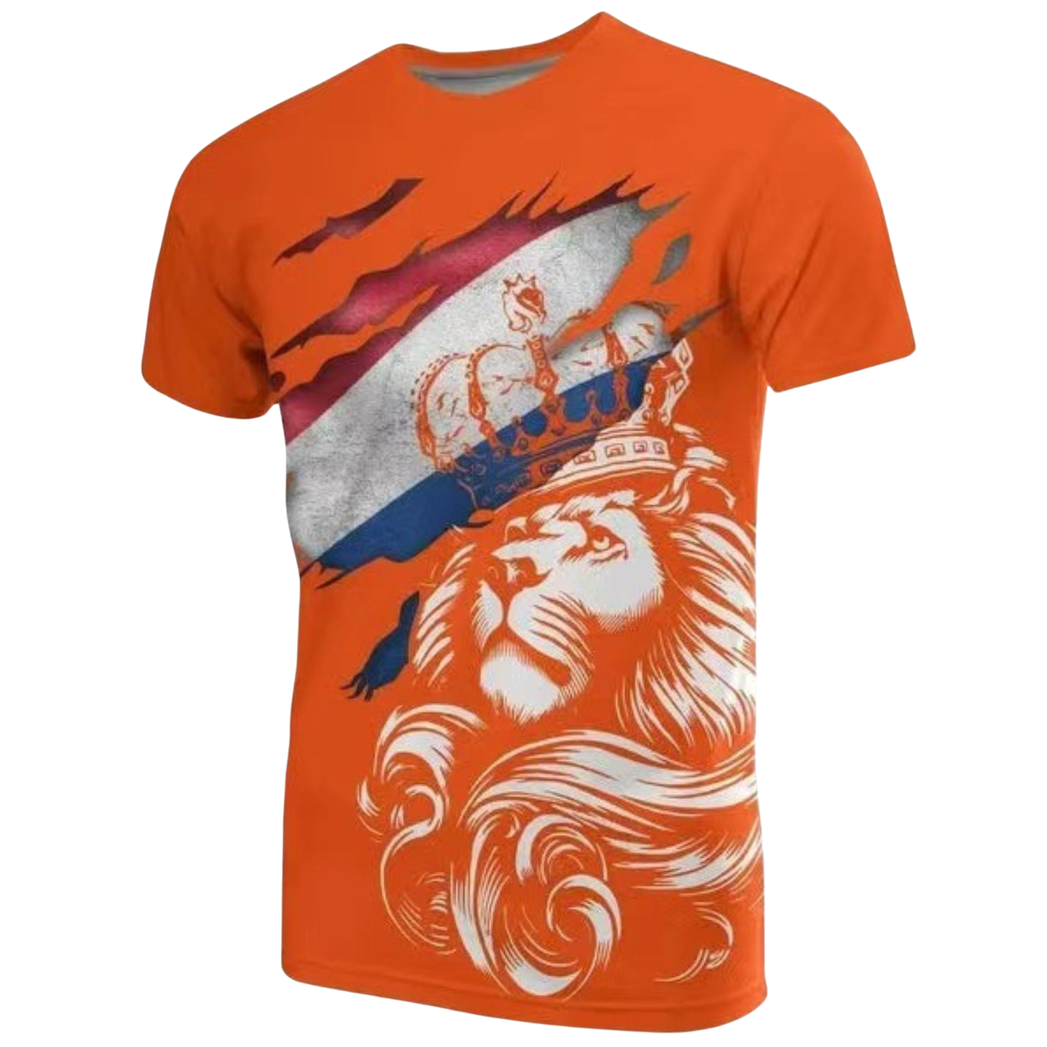 Männer T-Shirt – Löwen-Print in Orange, Lässig & Bold
