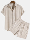 2-teiliges herren kurzarm outfit - rippenshirt und shorts kombination