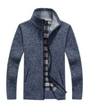 Männerstrickjacke für elegante winter-layering - zip-up jumper mit kariertem futter