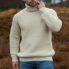 Männer pullover mit grobem strick und rollkragen beige - lässige, vielseitige strickmode für den herbst