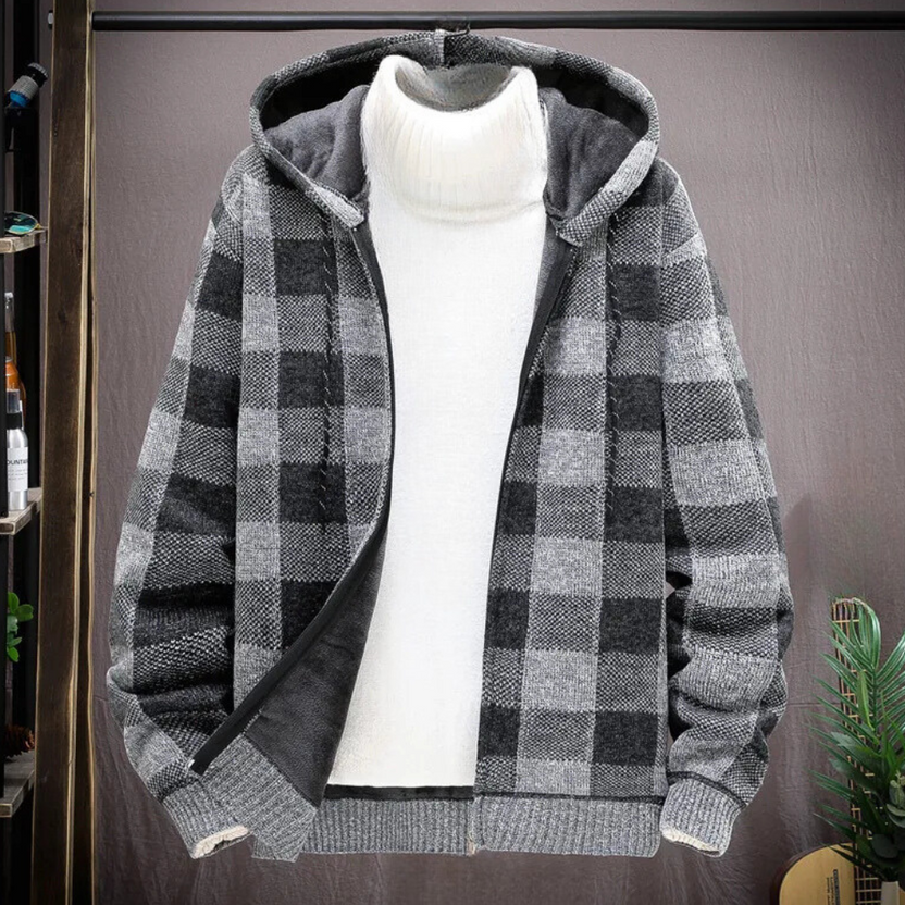 Männlicher Freizeit-Hoodie mit grauen Karos