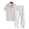 2-teilige herren freizeithemde und hose - gestreiftes, leichtes sommeroutfit für ausflüge