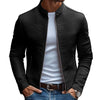 Männlicher lederjacke für legere anlässe - stilvolles design mit reissverschluss und stehkragen
