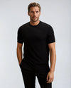 Männliches lässiges t-shirt klassischer schnitt kurzarm schwarz für freizeitkleidung - strickdesign