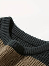 Männerspullover gestreifter strickpullover in dunklem grün und beige - lässige stilwahl