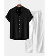 2-teilige leinen sommerkombination – stilvolles herren casual-shirt und hose