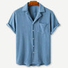 Männershirt aus weichem waffelstrick – kurzarm button-up für den alltag