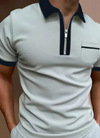 Männers poloshirt für lässige anlässe mit reissverschluss - kurzarm-oberteil mit brusttasche für wochenendausflüge