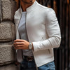 Männlicher lederjacke für legere anlässe - stilvolles design mit reissverschluss und stehkragen