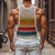 Männlicher häkel-top mit lebhaften regenbogenstreifen - lässiger sommerlook