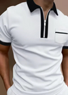 Männers poloshirt für lässige anlässe mit reissverschluss - kurzarm-oberteil mit brusttasche für wochenendausflüge