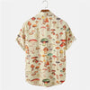Männershirt mit auffälligem champignon-motiv – beiges kurzärmliges button-up