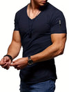 Männerschlankes v-ausschnitt t-shirt mit tasche - lässiges alltags-tee, atmungsaktiver stoff