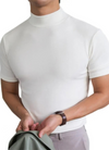 Männer t-shirt mit kurzem ärmel - trendiges high-neck für den alltag - modernes, leichtes strickoberteil für lässige anlässe