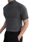 Männer t-shirt mit kurzem ärmel - trendiges high-neck für den alltag - modernes, leichtes strickoberteil für lässige anlässe