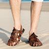 Männliche outdoor-leder-sandalen – atmungsaktive sommerschuhe für strand, wandern und freizeitaktivitäten