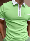 Männers poloshirt für lässige anlässe mit reissverschluss - kurzarm-oberteil mit brusttasche für wochenendausflüge