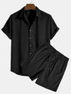 2-teiliges herren kurzarm outfit - rippenshirt und shorts kombination