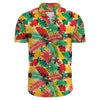 Männliche, lässige blumen-hemd mit kurzen ärmeln – sommerliches outfit in grün-rotem muster