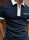 Männers poloshirt für lässige anlässe mit reissverschluss - kurzarm-oberteil mit brusttasche für wochenendausflüge