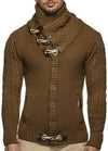 Männers kabelstrick cardigan - stylische freizeitmode mit holzknebeln