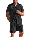 2-teilige herren schwarze shorts-kombination – lockere freizeitmode für draussen