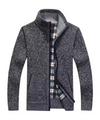 Männerstrickjacke für elegante winter-layering - zip-up jumper mit kariertem futter