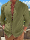 Männer vintage-stil hemd - leinen-mix button-up für freizeit oder büro
